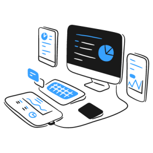 illustration of computer and devices connected
